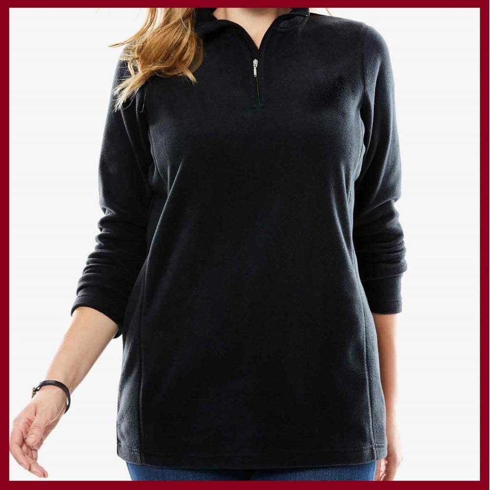 QUARTER-ZIP MICRO-FLEECE PLUS SIZE PULLOVER - Picture 1 of 3